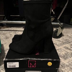 Material Girl Black Heeled Boots